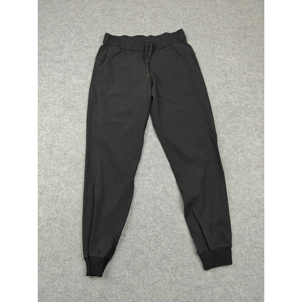 Lululemon Jogger Pants Womens 6 Black‎ Woven Elastic Cuff Drawstring Pockets